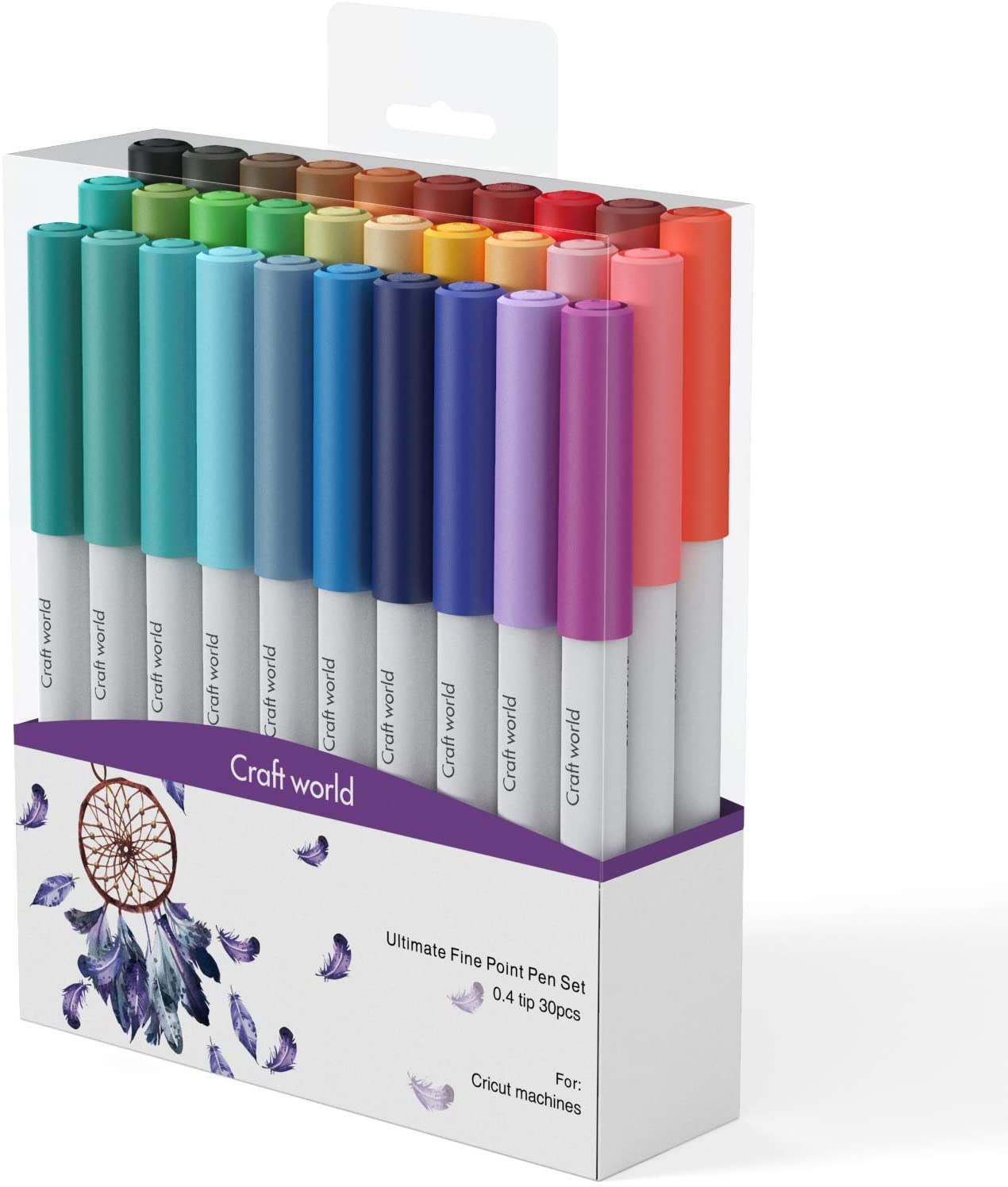 Nicapa - Craft World  - Ultimate Fine Point Pen Set - 0.4mm tip -  30 colours