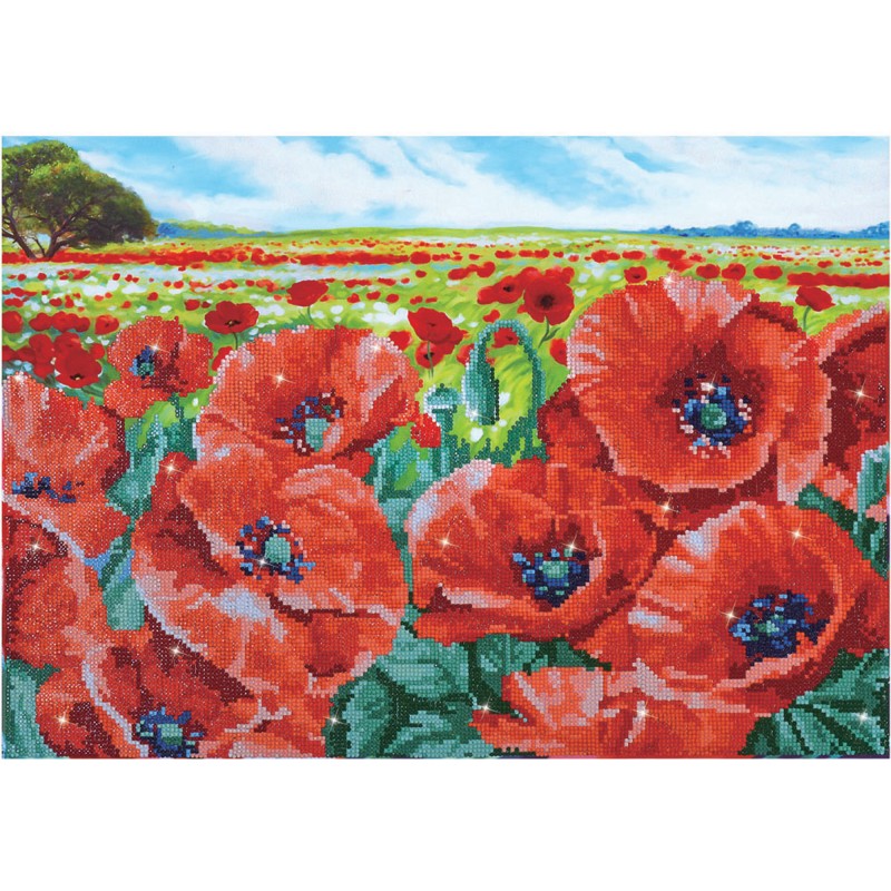 Diamond Dotz - Red Poppy Field - 60 x 42cm